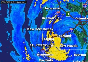 Hurricane Frances going over Tampa, FL
