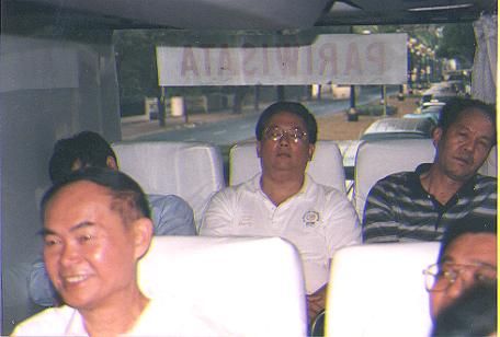 Meeting attendees have fun on bus tour